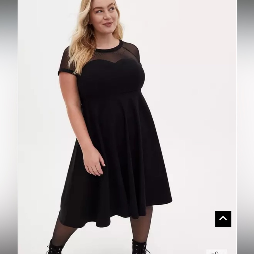 Torrid Midi Mesh Swing Dress Black, size 22